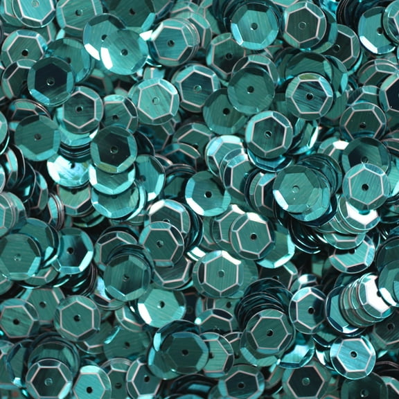 Deep Turquoise Teal Cup Sequins 8mm Shiny Metallic Made in USA