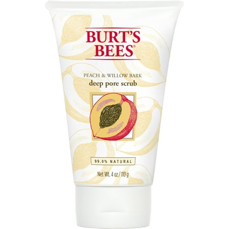 - Burt's Bees Peach and Willow Bark Deep Pore Scrub, Exfoliating Facial Scrub, 4 oz