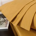 thumbnail image 3 of DaDa Bedding Honey Yellow Poplin Cotton Fitted Sheet w/ Pillow Cases (JHW-550-Fitted), 3 of 8