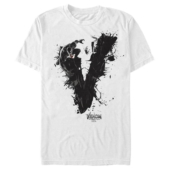 Men's Marvel Venom: Let There be Carnage Black V Splatter Graphic Tee White X Large