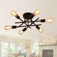 thumbnail image 4 of Q&S Industrial 6-Light Semi Flush Mount Ceiling Light Fixture Modern Farmhouse Lighting Matte Black, Rustic Sputnik Chandelier Ceiling Lamp for Kitchen Bedroom Living Room Hallway, 4 of 9