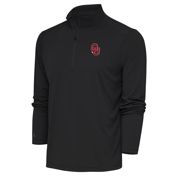 Men's Antigua Charcoal Oklahoma Sooners Tribute Quarter-Zip Top