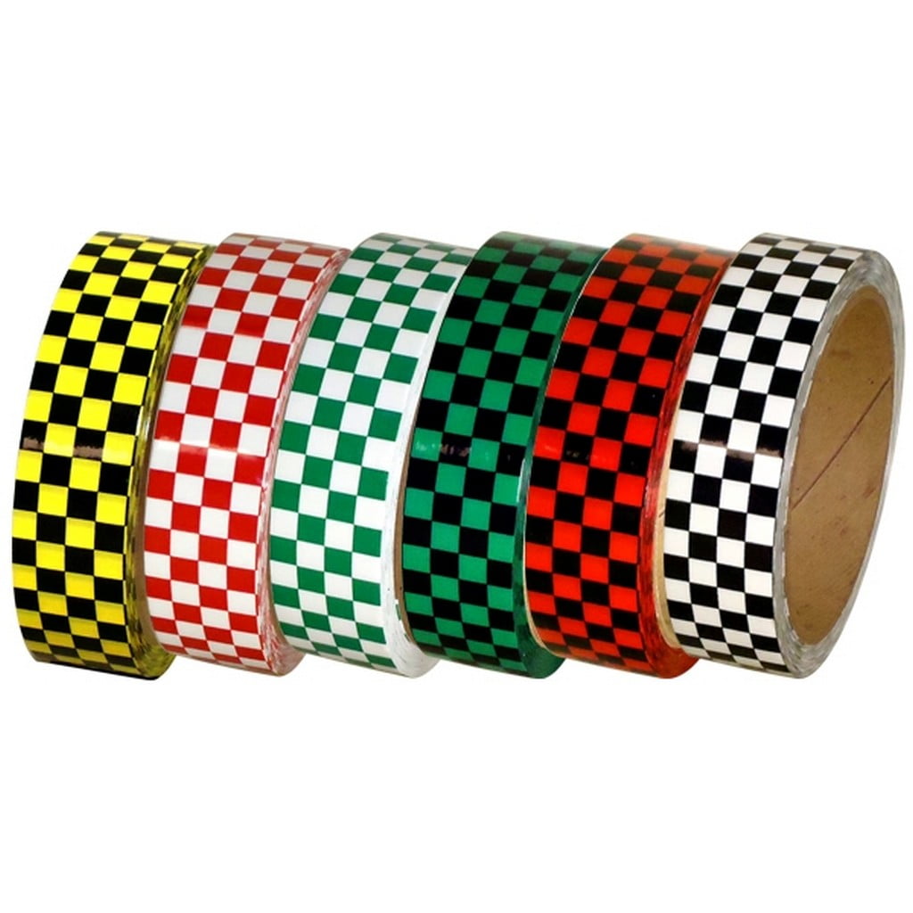 Laminated Checkerboard Outdoor Vinyl Tape 1" x 18 Yard Roll Rainbow Pack (6 Colors)