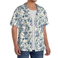 thumbnail image 2 of Pofeuu Vintage Blue Floral Print Mens Casual Short Sleeve Shirts Beach Summer Spread Collar Pocket Tops Men's Casual Short-sleeved Shirt-Medium, 2 of 5