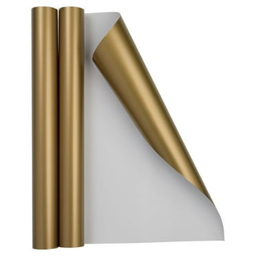 JAM Paper Matte Wrapping Paper, 52.6 Sq ft Total (17 in x 18 Ft Each), Gold Foil, 2 Rolls