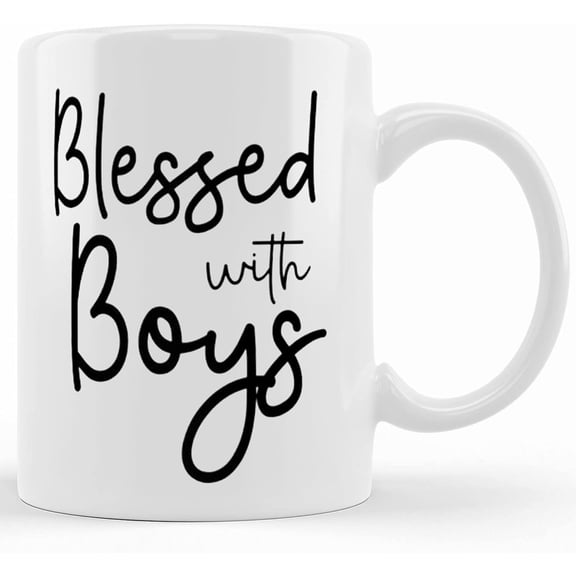 Blessed With Boys, Boy Mom Gift, Mom With Boys Mug, Boy Mom Birthday Gift, Boy Mom Quote Mug, Christian Mom Gift, Christian Boy Mom Mug, Ceramic Novelty Coffee Mugs 11oz, 15oz Mug, Tea C