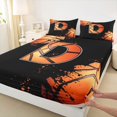 thumbnail image 3 of Homewish Cartoon Basketball Boys Bed Sheets, Black Orange Monogrammed D King Sheets, Modern Ball Sports Player Sheet Set, Lightweight Room Decor, 4pcs, 3 of 7