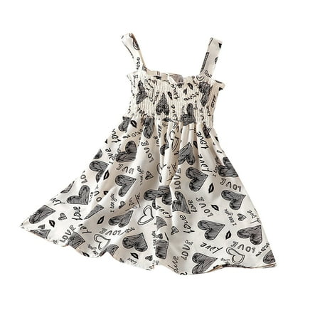 

XIEULQP Baby Girl Clothes Girl s Casual Dress Summer Scoop Neck Sleeveless Floral Flowy Print Plain Sundress Beach Dress Summer Dress White