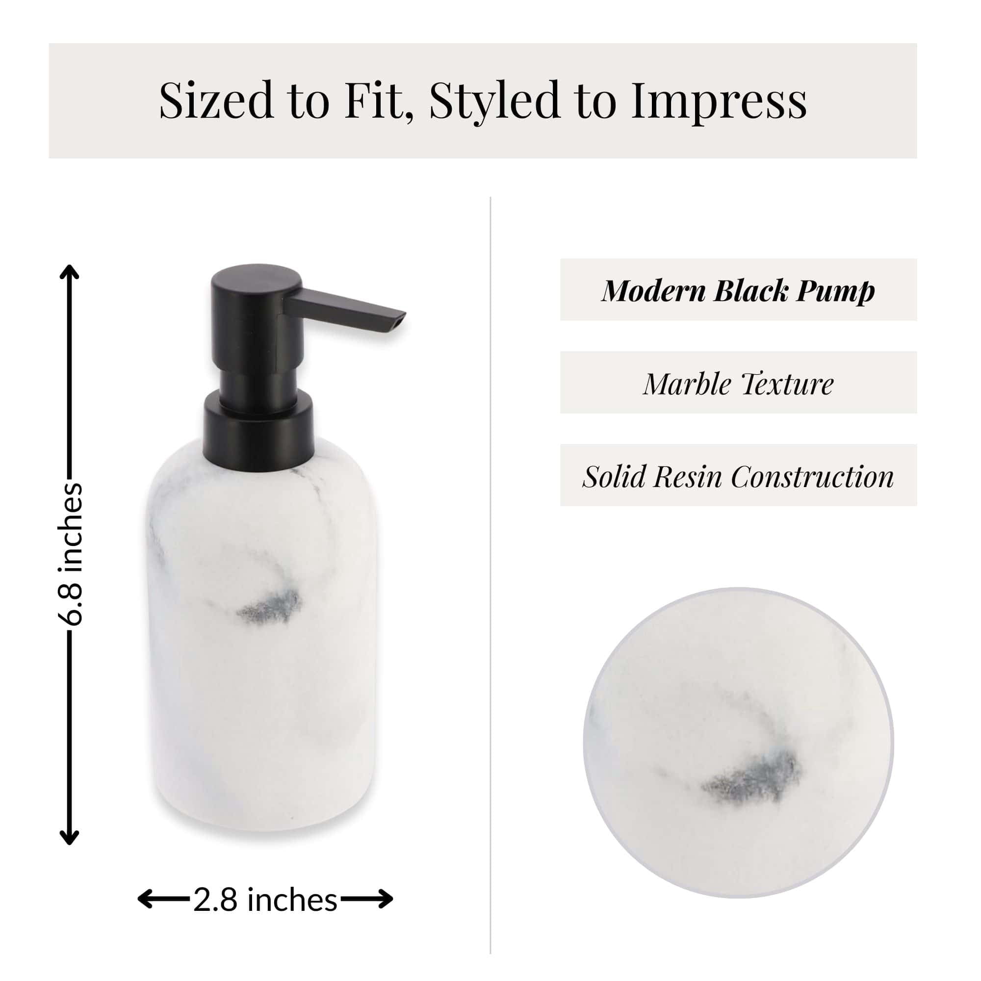 Evideco French Home Goods New Marble Matte 10 oz Commercial Soap & Lotion Dispensers