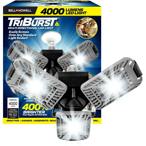 Bell and Howell TriBurst LED Garage Light Bulb 3 Panel 4000 Lumen 60W Light 6000K Light
