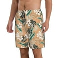 thumbnail image 2 of Goofa Tropical Leaves Flower Printed Mens Swim Trunks Summer Quick Dry Short Beach Swimwear Bathing Suits-, 2 of 9
