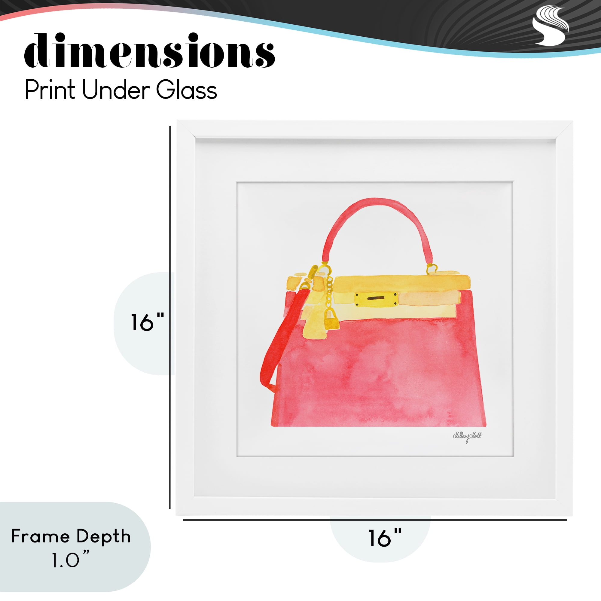 Stupell Industries Elegant Coral Handbag White Framed Print Under Glass, design by Hillary Holt