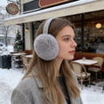 thumbnail image 3 of HaoXun Winter Fleece-Lined Foldable Faux Rabbit Fur Ear Muffs - Windproof Cold Weather Protection with Adjustable Headband for Outdoor Activities, 3 of 6