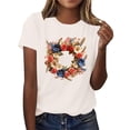 thumbnail image 4 of Mifsaly 4Th of July Independence Day T-Shirt Women Floral Wreath American Flag Patriotic Tees Crewneck Short Sleeve Cotton Top XXL, 4 of 7
