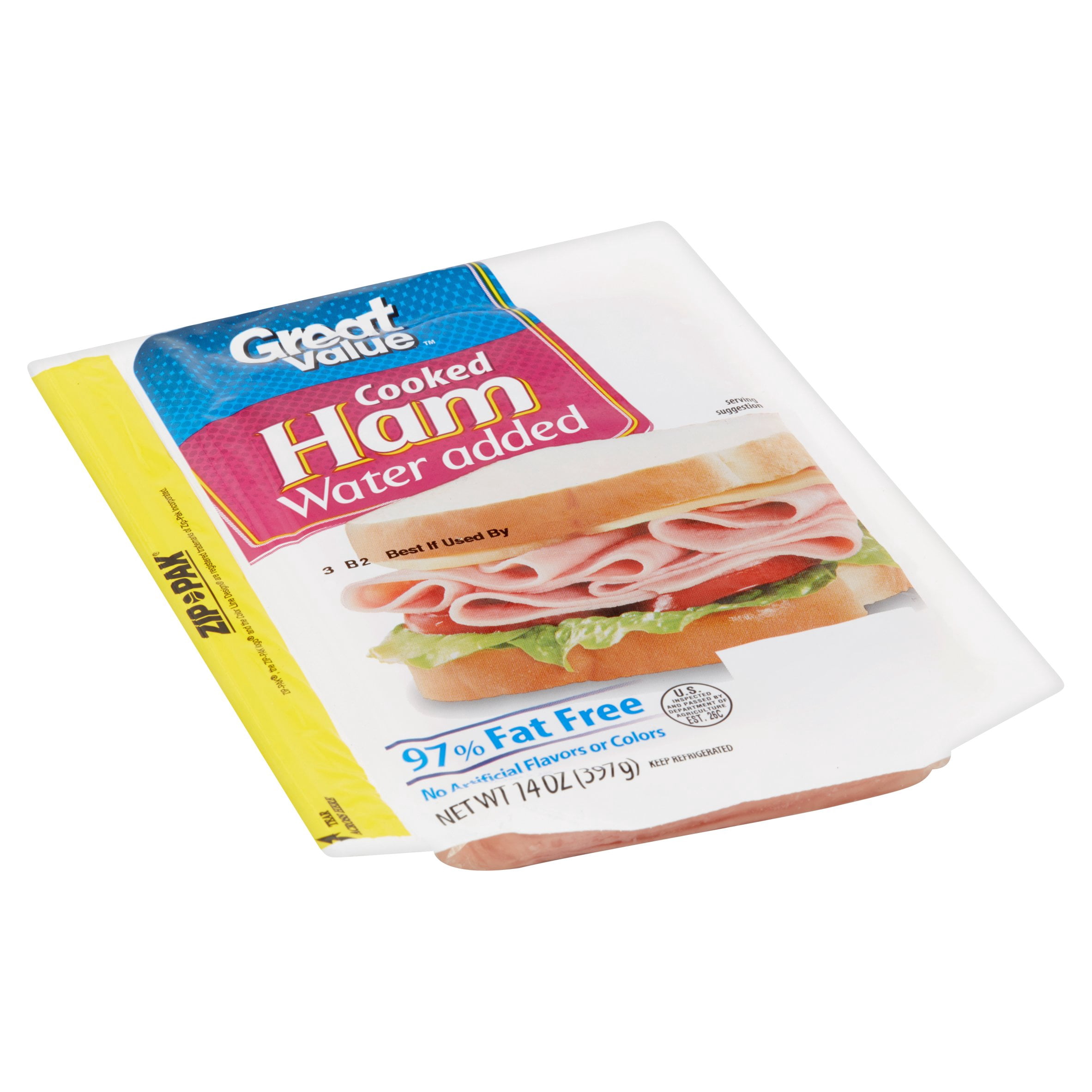 Great Value 97% Fat-Free Cooked Ham, 14 Oz.