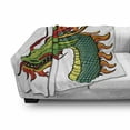 thumbnail image 3 of Dragon Soft Flannel Fleece Throw Blanket, Monster Head Portrait Traditional Danger Retro Animal Cartoon, Cozy Plush for Indoor and Outdoor Use, 50" x 60", Fern Green Orange Red, by Ambesonne, 3 of 6