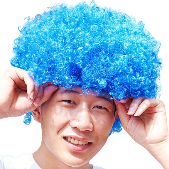HNMKIU Carnival Afro Wig Funny Colorful Clown Wig for Masquerade Party outfits for women Blue,One Size