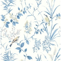 Chesapeake Imperial Garden Blue Botanical Unpasted Non Woven Wallpaper, 20.5-in by 33-ft, 56.4 sq. ft.