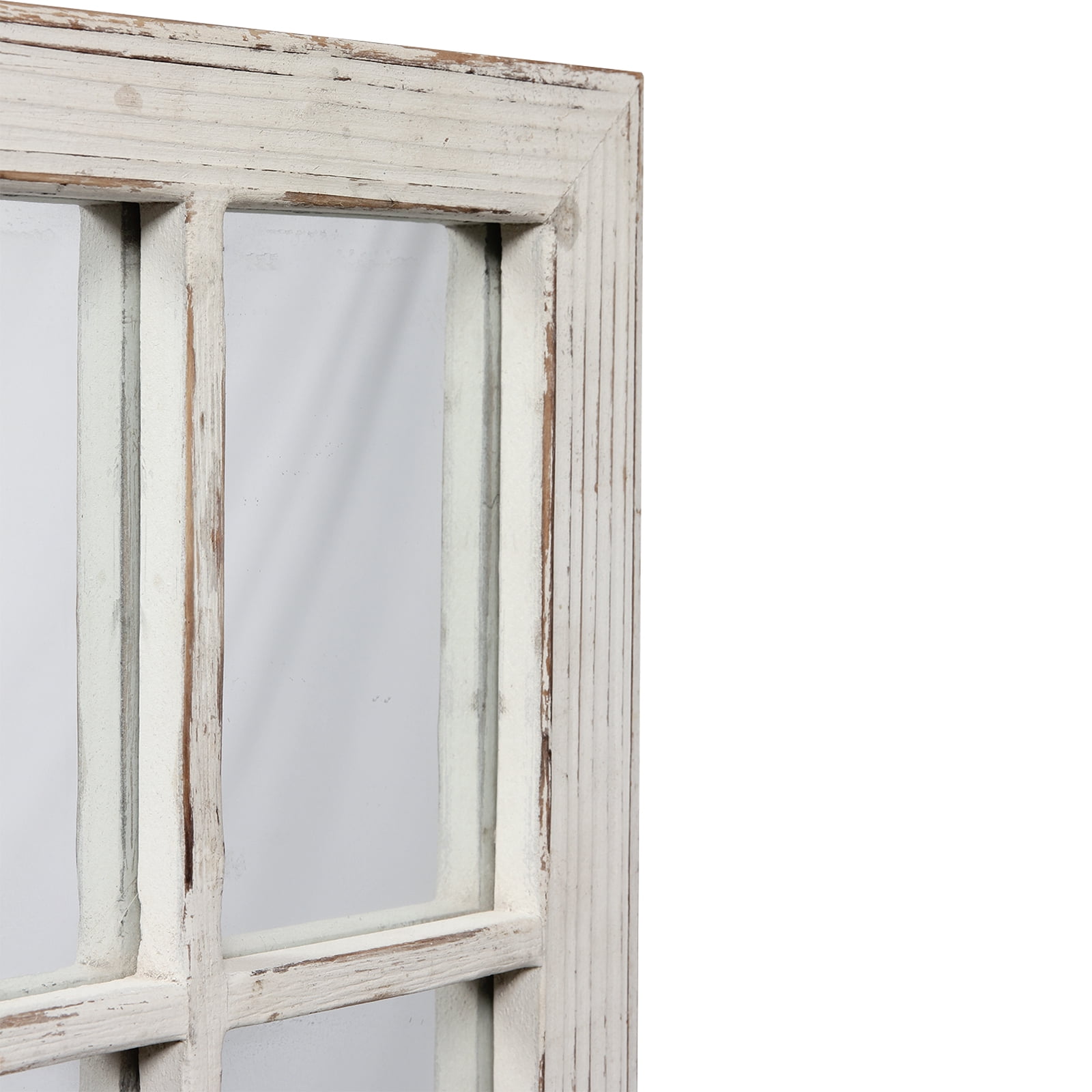 Sintosin Rustic Square Wall Mirror, Distressed White Wood Frame Window Mirrors, Decorative Mirror for Living Room Bedroom, 11" x 16" White