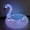 Solar-powered swan swimming ring, variant on Solar-powered LED illuminated swan float, adult inflatable swimming ring, summer pool party illuminated float.