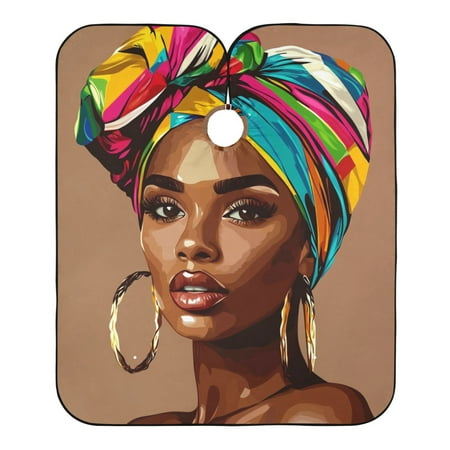 JSTEL Fashion African American Woman Waterproof Barber Cape for Men Women Beard Shaving Bib Apron Professional Hair Cutting Cloth 65 x 55 inch