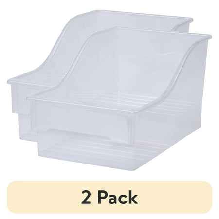 (2 pack) Mainstays Large Clear Plastic 2-Tier Pantry Storage Bin, 1 Piece