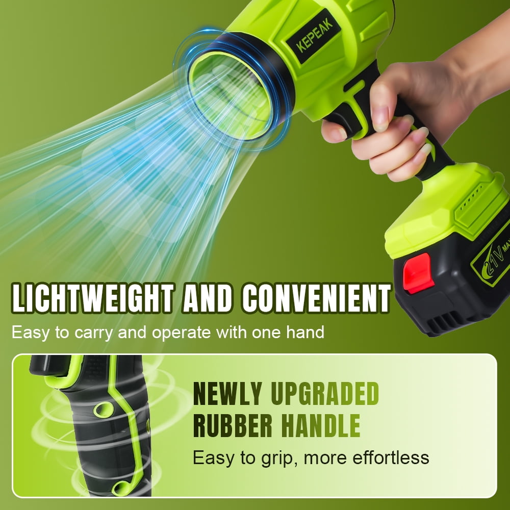 Electric Cordless Leaf Blower with Adjustable Speed, Portable Handheld Leaf Blower with 2x 4.0Ah Batteries for Patio Cleaning, Lawn Care, Green