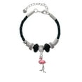 thumbnail image 2 of Delight Jewelry Silvertone Flamingo with Dangle Legs Mom Celtic Knot Leather Bead Bracelet, 7"+2" Extender, 2 of 4