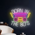 thumbnail image 2 of Handmadetneonsign Born In The 80's Neon Sign, Cassette Tape Light Art Decor, Audio Recorder Wall Decor, 2 of 5