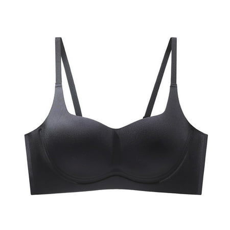 Yyeselk Seamless Bra for Women Push Up Comfort Lift Daily Bralettes Sexy Adjustable Spaghetti Strap Bra Full Coverage Comfort Thin Cup Bra Daily Bra Black M