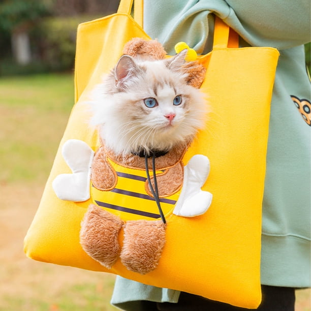 Bolsos de transporte para gatos Bolso de lona para mascotas expuesta transpirable para mascotas pequeñas (abeja)