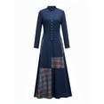 thumbnail image 7 of Xdegoge Long Sleeve Button Front Maxi Dress for Women, High Waist Pockets Patchwork Boho Dresses, 7 of 7