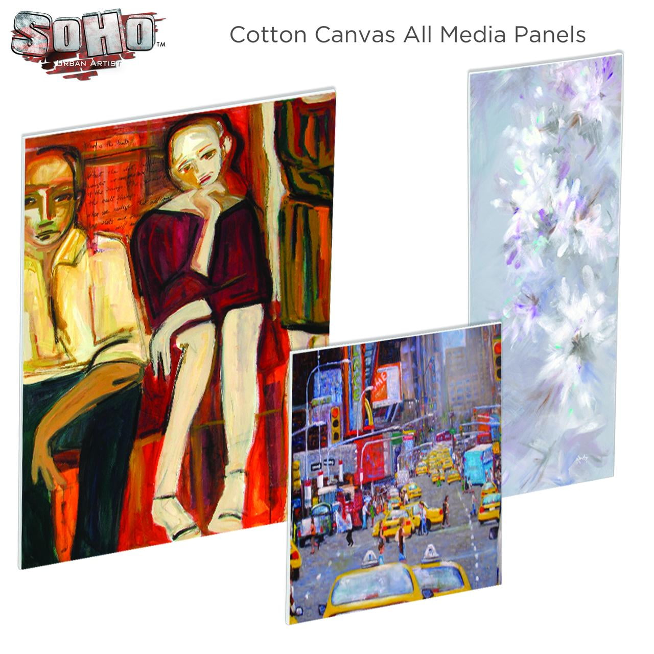 SoHo Artist Cotton Canvas All Media Panels - 18x24 - 3 Pack of  Double Primed Cotton Acid-Free Panels Bonded Canvases for Paintings, Artwork and More
