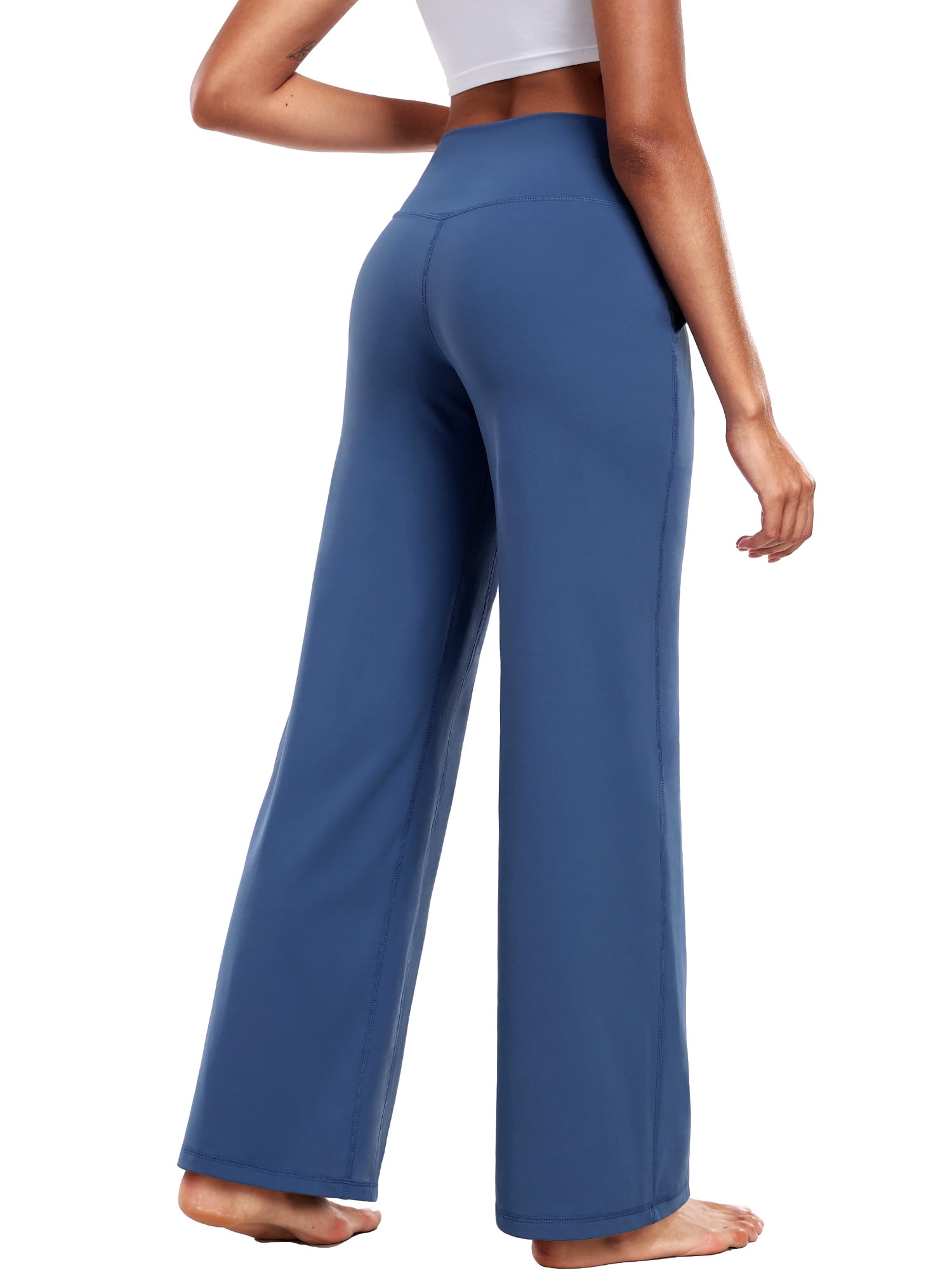 NELEUS ButterSoftFlex Womens Plus Size Wide Leg Pants Athletic Yoga Legging Casual Sweatpants with Side Pockets,Blue,US Size 2XL