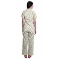 thumbnail image 4 of Moomaya Notch Collar Button Down Printed Cotton Pajama Set For Women Nightwear, 4 of 6