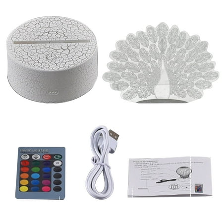 

3D Peafowl Led | 7 Colors Changing Nightlight With Smart Touch & Remote Control | Night Light For Kids Or As Gifts For Women Kids Girls Boys