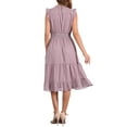 thumbnail image 3 of Vestido de gasa sin mangas para mujer Inspire Chic con cintura fruncida y estrellas metálicas doradas, vestido de fiesta en gris y rosa, talla S, 3 of 5