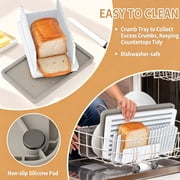 Adjustable Bread Slicer with Crumb Tray, Foldable Slicing Guide for Homemade Bread Sourdough Bagels, Non-Slip Base for Uniform Cuts