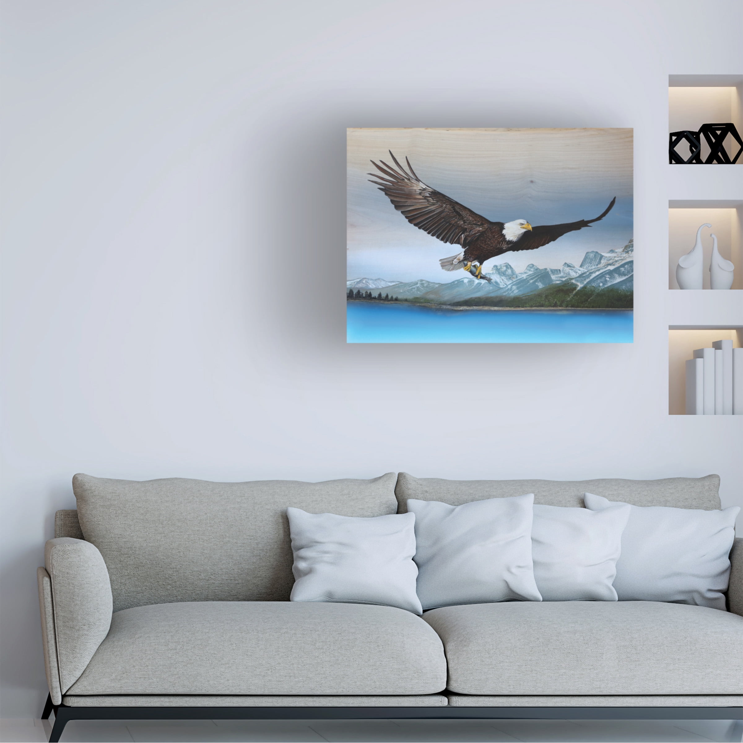 Canvas Wall Art - Jim Brune 'Bald Eagle Mountain' Wall Art for Living Room, Bedroom, or Office DÃ©cor by Trademark Fine Art - 32 x 24 Inches