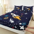 thumbnail image 3 of Manfei Outdoor Spacecraft Bed Sheets,Colorful Graffiti King Sheets,Colorful Stars Print Sheet Set For Boy Teens,Luxury Bedroom Decor,4 Pieces, 3 of 7