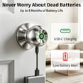 thumbnail image 6 of Fingerprint Door Knob, 3-in-1 Smart Door Lock with App Control & Backup Keys, Biometric Keyless Entry for Bedroom, Apartment, Office, Satin Nickel, 6 of 8