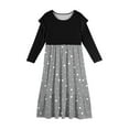 thumbnail image 5 of Abcomgle Girls Maxi Dresses 7-16 Patchwork Ruffle Long Sleeve Maxi Dress Polka Dot Crew Neck Sundresses Holiday Tiered Dresses with Pockets,5-6 Years Gray, 5 of 5