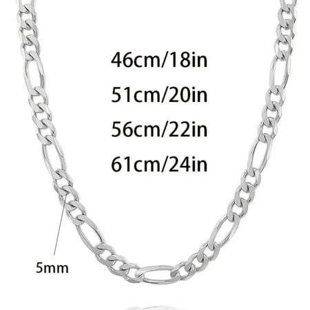 Solid 925 Sterling Silver Necklace For Men Classic 5mm Cuban Chain 18/20/22/24 Inch Charm Fashion Jewelry Gift
