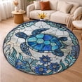 thumbnail image 5 of Round Rug, Sea Turtle9 Soft Washable Carpet, Non-Slip Floor Mat for Living Room Bedroom Home Decor 31 Inch, 5 of 6