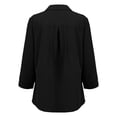 thumbnail image 5 of Baberdicy Oversized V-Neck Chiffon Top - 2025 Spring/Summer 3/4 Sleeve Flowy Blouse, European Style Loose Fit Tunic Shirt (Black | XL), 5 of 8