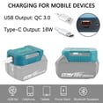 thumbnail image 2 of Adaptador USB Rápido Charger Compatible para Batería Makita 18V Li-ion Soporte de Batería Portátil con Salida Type-C de 18W Carga Rápida, 2 of 7
