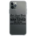 thumbnail image 1 of DistinctInk Clear Shockproof Hybrid Case for iPhone 12 Pro MAX (6.7" Screen) - TPU Bumper Acrylic Back Tempered Glass Screen Protector - God Loved Birds - Trees, Cages, 1 of 2