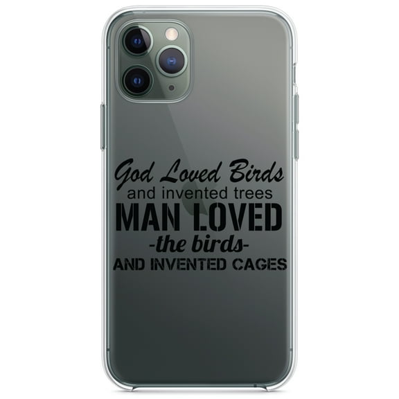 DistinctInk Clear Hybrid Case for Apple iPhone 13 (6.1" Screen) - Trees, Cages - Shockproof Protection