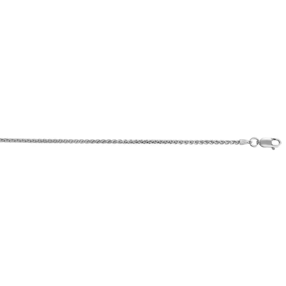 Silver With Rhodium Finish 1.9mm Polished Round Wheat Chain Necklace With Lobster Clasp 24 Inch Chain Necklace for Women