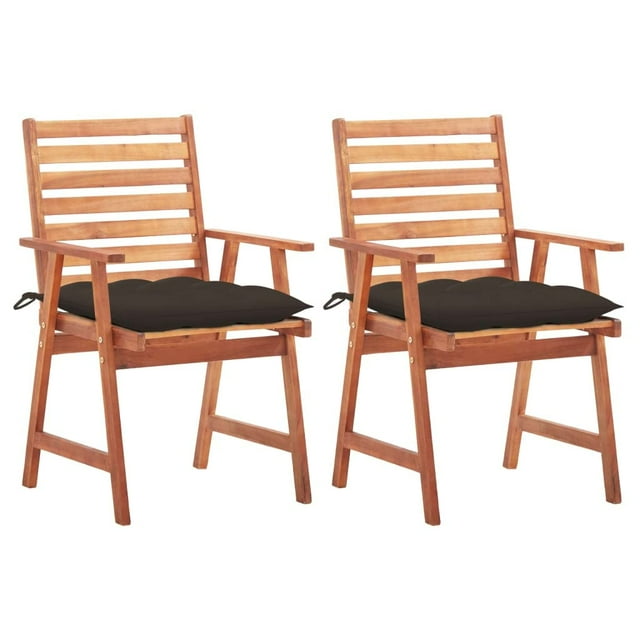 Sillas de comedor para patio VidaXL de madera maciza de acacia con cojines, 2 unidades